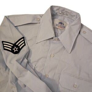 DSCP Wings Collection US Air Force‎ Uniform Button Up Shirt Mens Size 16 35 Blue